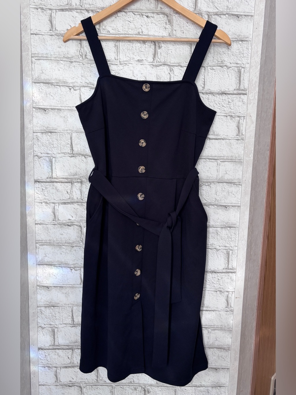 Vero Moda Navy Button-Front Belted Sundress